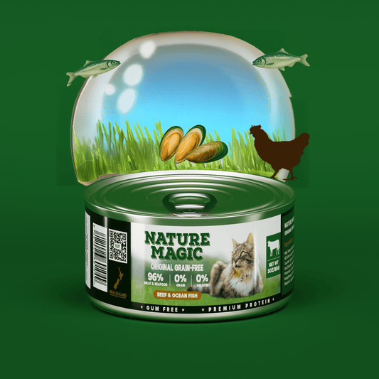 NATURE MAGIC Grain Free Wet Cat Food - Beef & Ocean Fish - 175g Can
