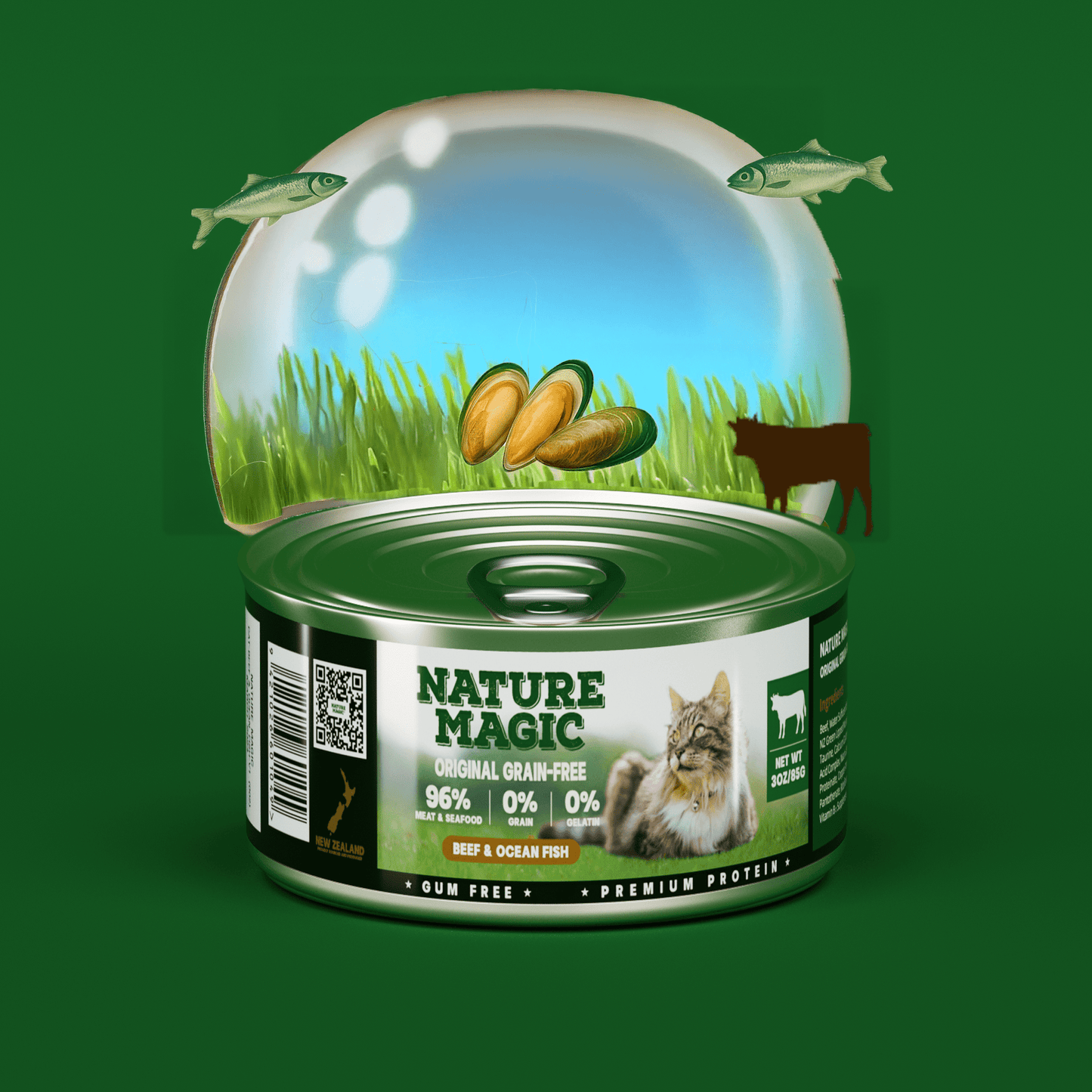 NATURE MAGIC Grain Free Wet Cat Food - Lamb & Salmon Fish - 85g Can