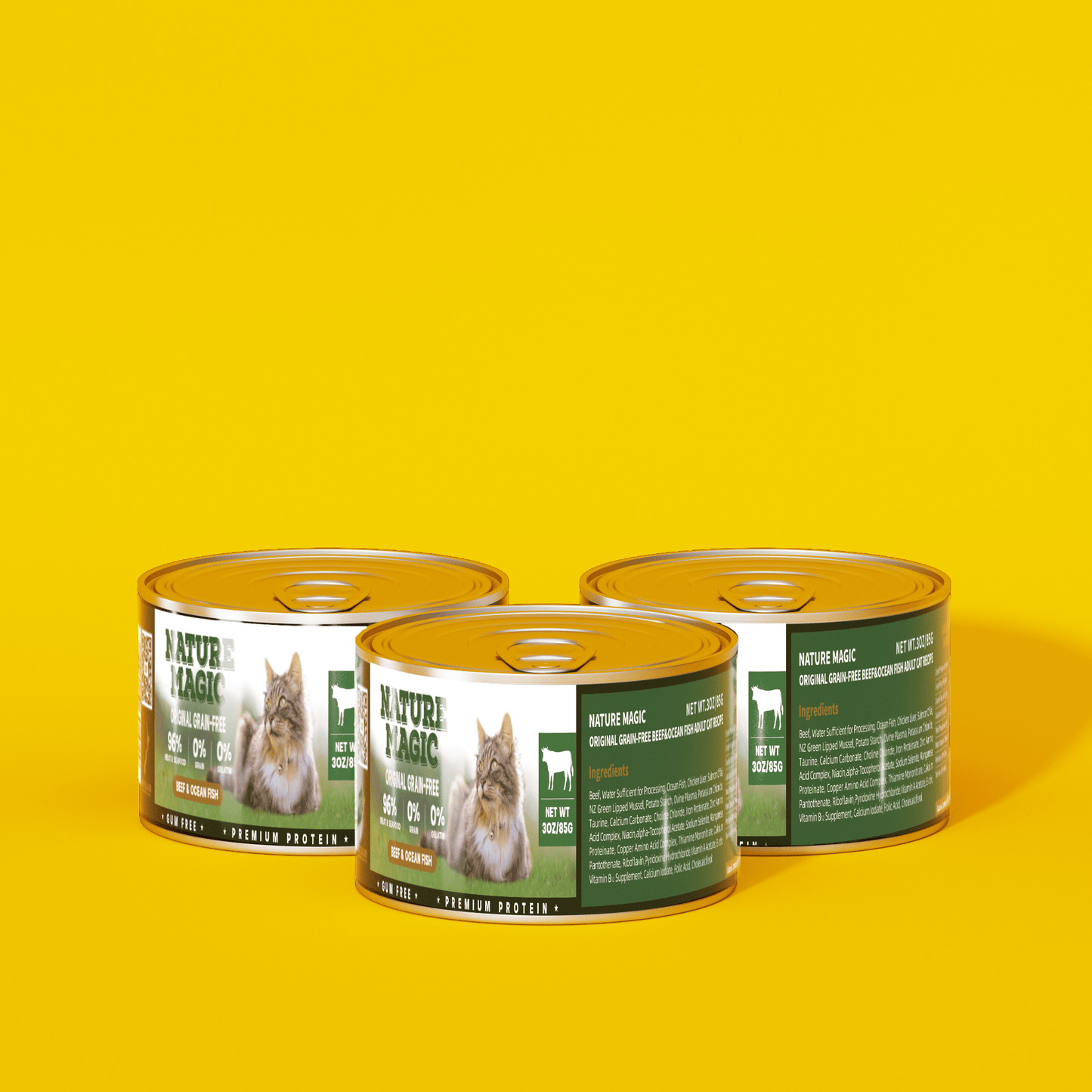 NATURE MAGIC Grain Free Wet Cat Food - Beef & Cod Recipe - 175g (6 Pack)