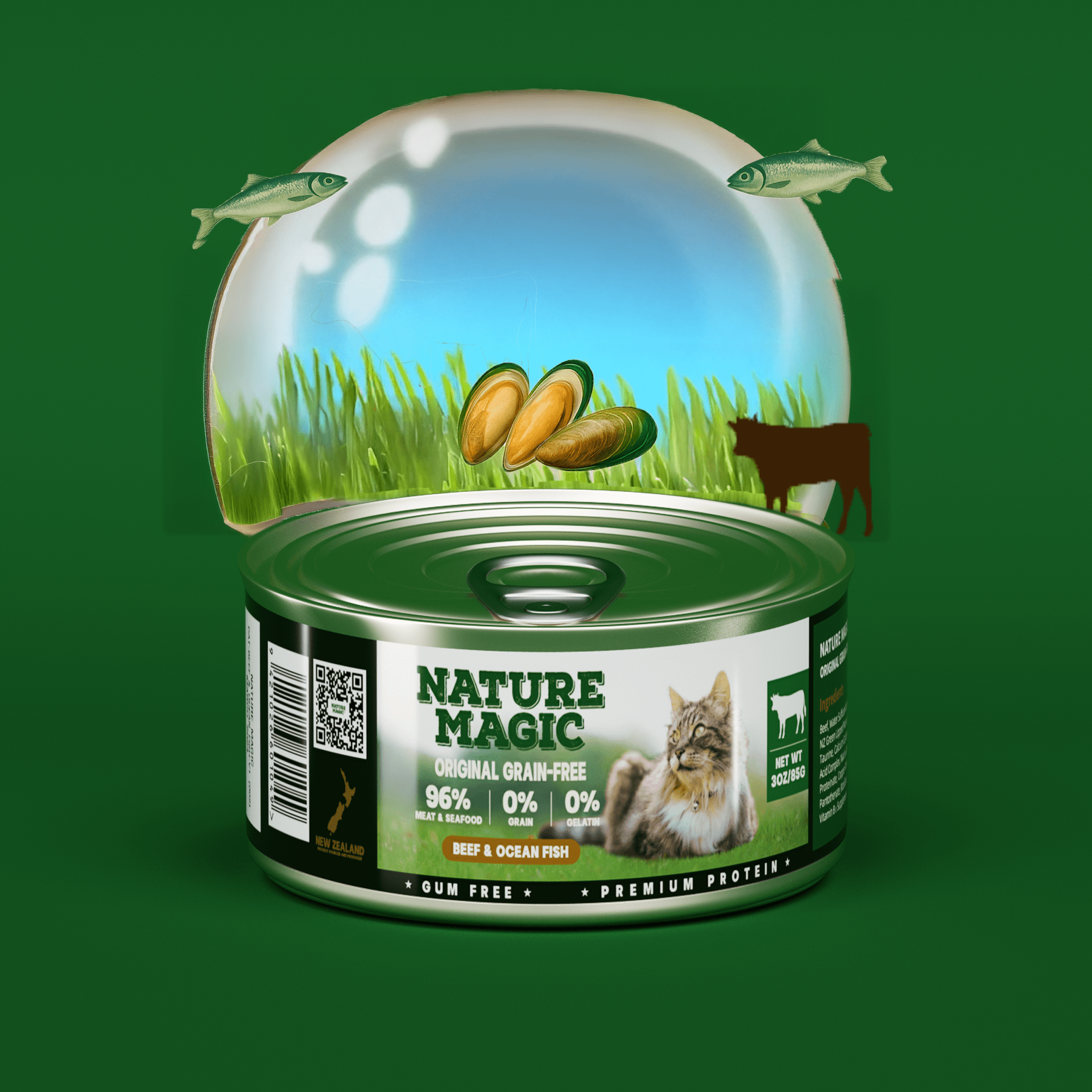 NATURE MAGIC Grain Free Wet Cat Food - Beef & Cod Recipe - 175g (3 Pack)