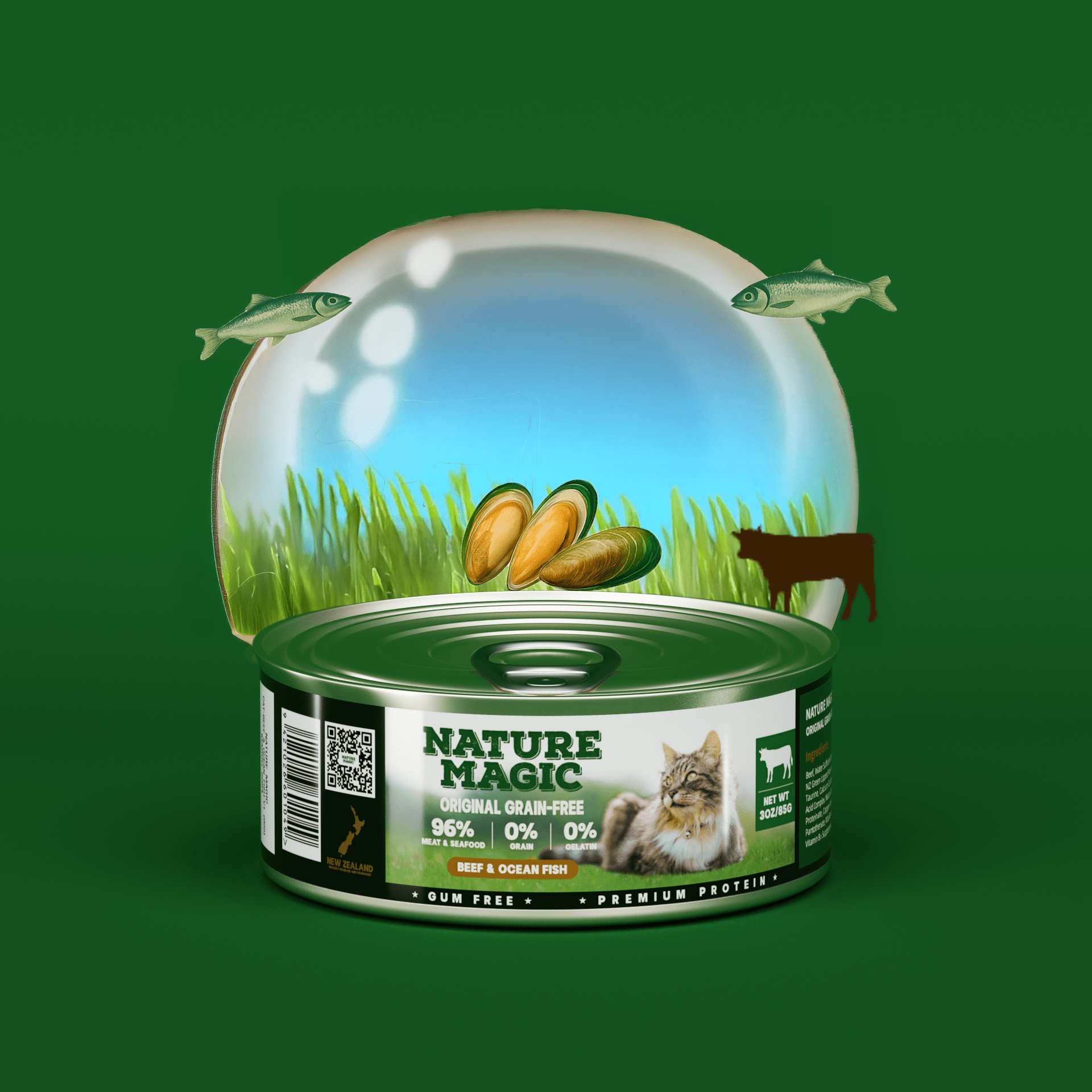 NATURE MAGIC Grain Free Wet Cat Food - Beef & Cod Recipe - 85g (3 Pack)