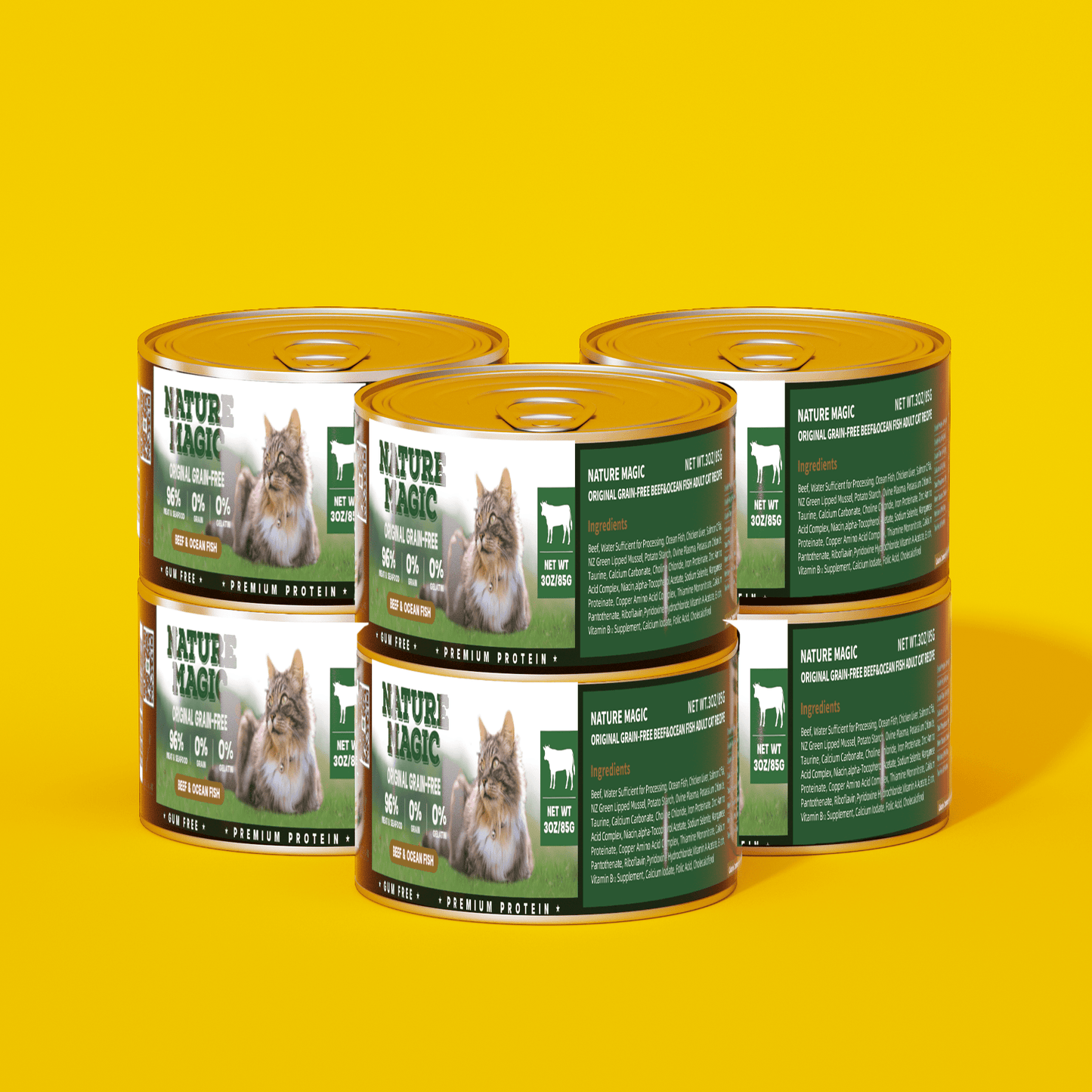 NATURE MAGIC Grain Free Wet Cat Food - Lamb & Salmon Recipe - 175g (12 Pack)