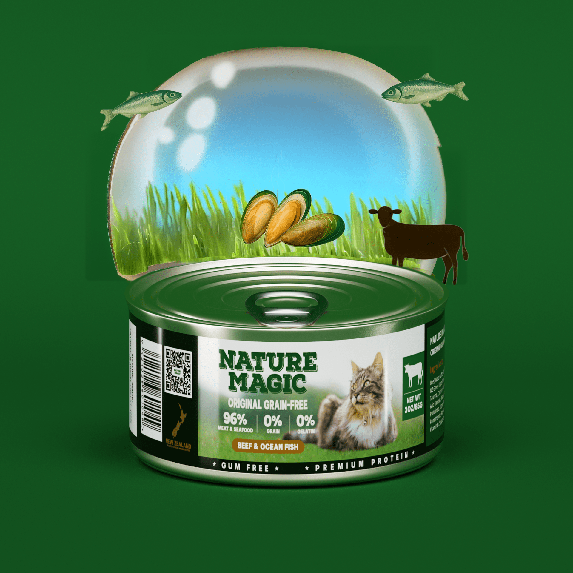 NATURE MAGIC Grain Free Wet Cat Food - Lamb & Salmon Recipe - 175g (3 Pack)