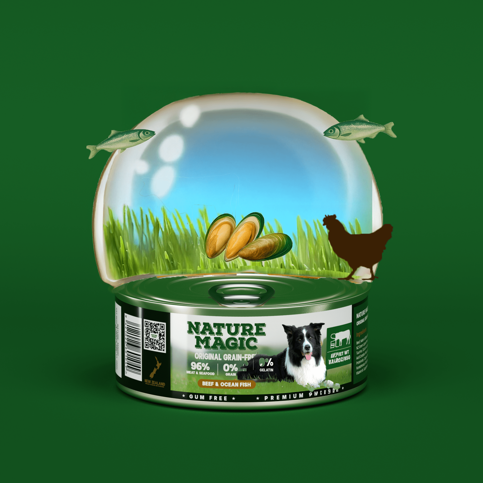 NATURE MAGIC Grain Free Wet Dog Food - Beef & Ocean Fish - 85g Can