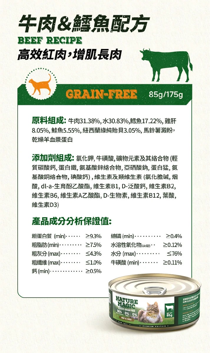 貓貓 無穀高蛋白主食罐 175G Ingredients Breakdown