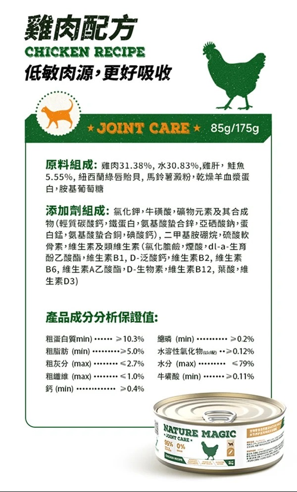 狗狗 無穀高蛋白主食罐 85G Ingredients Breakdown