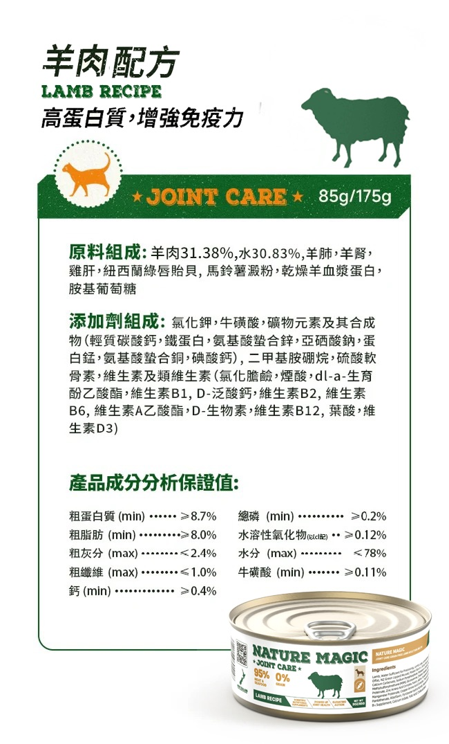 狗狗 無穀高蛋白主食罐 85G Ingredients Breakdown
